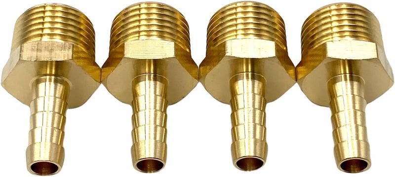 Bumugufu 4 Pcs Brass Air Hose Fittings, 1/2" NPT Male Pipe to 5/16" ID Barbed Fittings Brass Nipple Valves for Compressor, Fuel, Oil, Gas and Air - Image 3